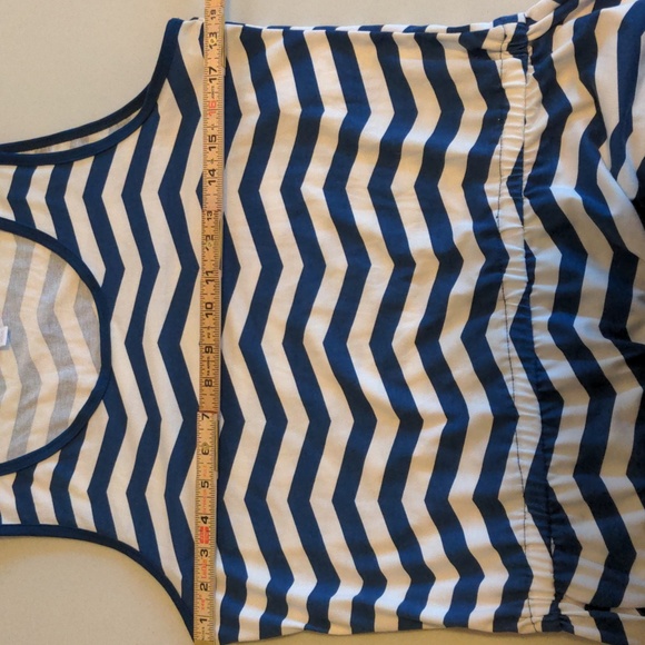 Lularoe Women's Size XL Navy White Chevron Stripe Nautical Sleeveless Dress New - Picture 8 of 9